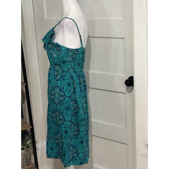 Mix & Co Womens Dress Large Green Multicolor Sleeveless Spaghetti Strap Ruffle - Picture 3 of 5